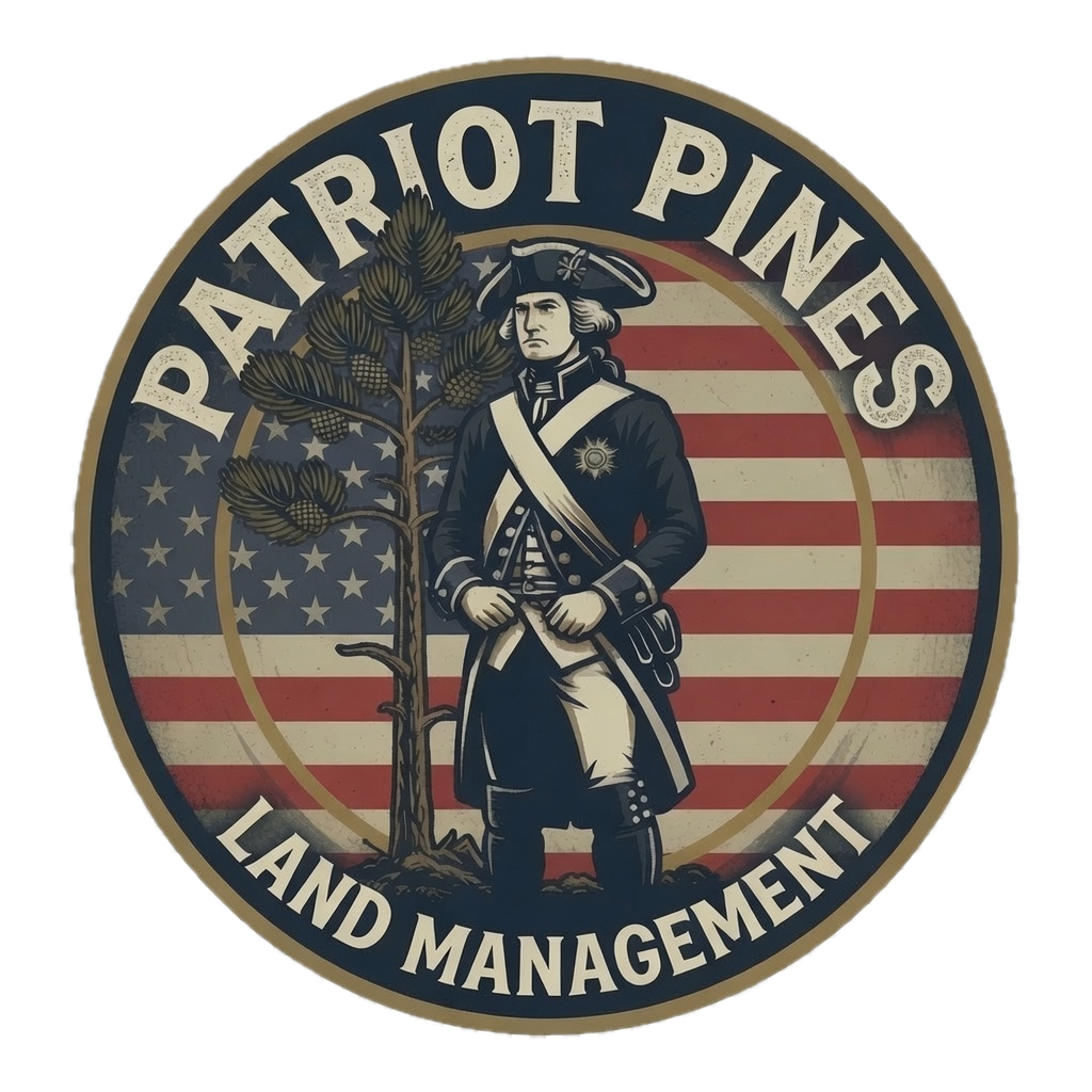 Patriot Pines Land Management badge logo